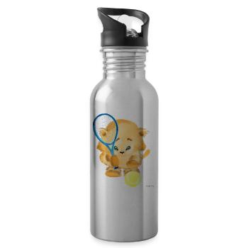Balle de sport balle drôle cadeau mignonne chat enfant - Gourde avec paille intégrée - argent clair - Droite