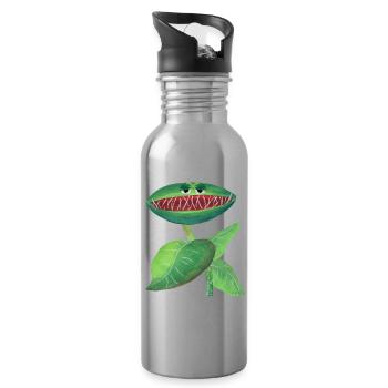 Plant Meat Eat Fun Kids Gift - Water bottle with straw - silver - Right