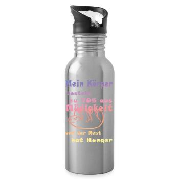 Müde faul witzig lustig - Trinkflasche mit integriertem Trinkhalm - Lightsilver - Rechts