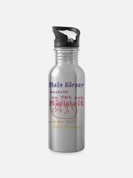 Tired lazy funny funny - Water bottle with straw - silver
