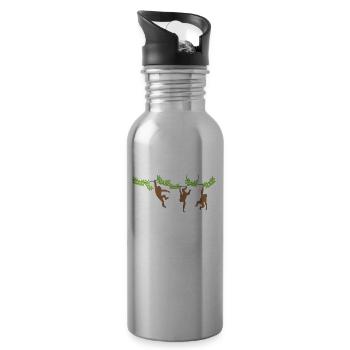 Cooler Affe Monkey - Trinkflasche mit integriertem Trinkhalm - Lightsilver - Rechts