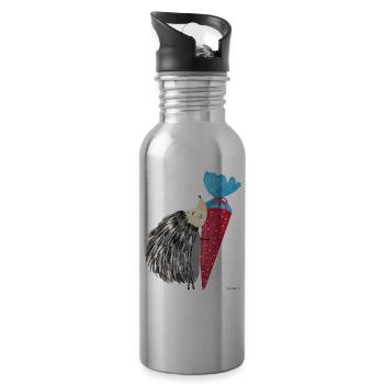 Porcupine hedgehog school bag school enrollment gift - Water bottle with straw - silver - Right