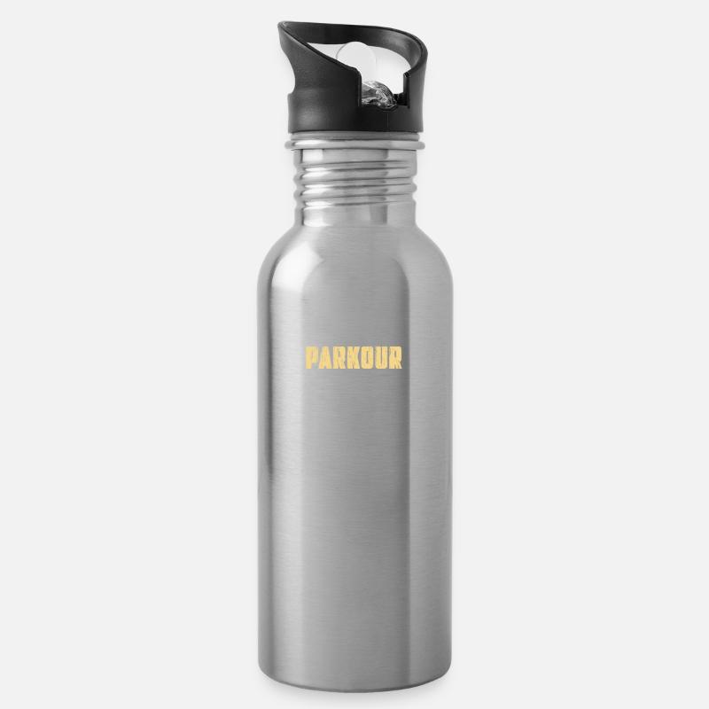 Parkour - Trinkflasche mit integriertem Trinkhalm - Lightsilver