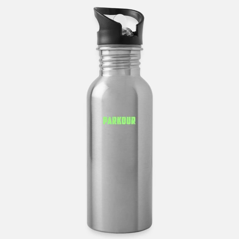Parkour - Water bottle with straw - silver