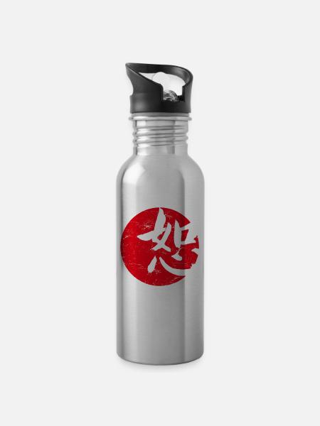 Loyalty Japanese art - Water bottle with straw - silver