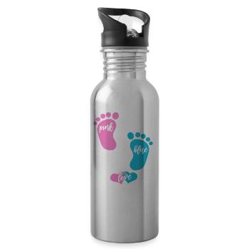 Bébé party fille ou garçon - Gourde avec paille intégrée - argent clair - Droite