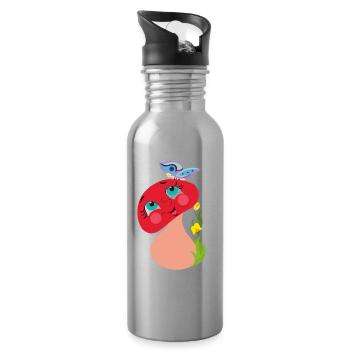 Pilz - Trinkflasche mit integriertem Trinkhalm - Lightsilver - Rechts
