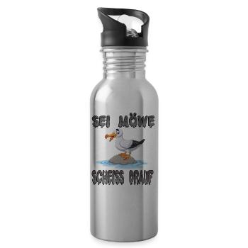 Be Seagull Shit On It - Water bottle with straw - silver - Right