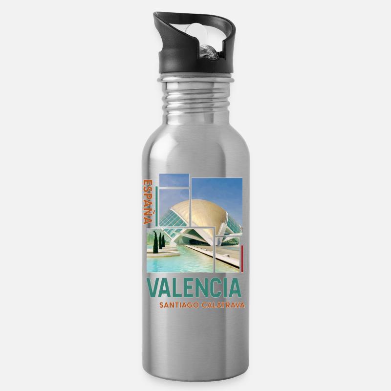 Valencia - Trinkflasche mit integriertem Trinkhalm - Lightsilver