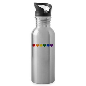 Regenbogen, LGBT, Rainbow, Gay Pride, Love Wins - Trinkflasche mit integriertem Trinkhalm - Lightsilver - Rechts