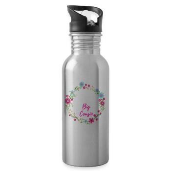 Großer Cousin Cousine Cousinchen Familie Verwandt - Trinkflasche mit integriertem Trinkhalm - Lightsilver - Rechts