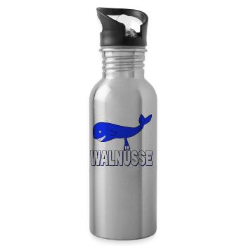 Walnüsse - Lustig Hoden Nüsse Wal Nuß Eier - Trinkflasche mit integriertem Trinkhalm - Lightsilver - Rechts