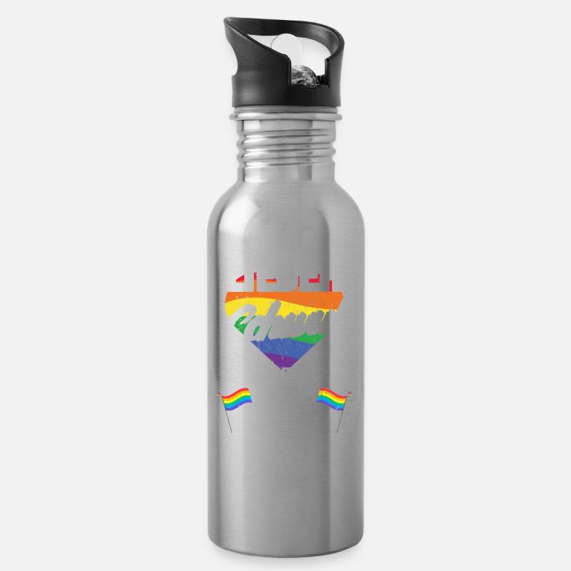 Homosexuell Outing - Trinkflasche mit integriertem Trinkhalm - Lightsilver