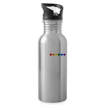 Rainbow, LGBT, Love, Wedding, JGA - Water bottle with straw - silver - Right