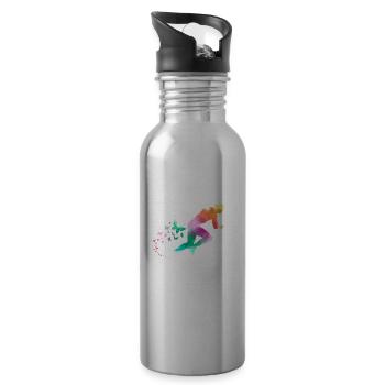 Running sports - Water bottle with straw - silver - Right
