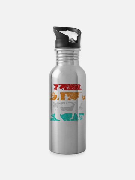 Retro Angeln - Trinkflasche mit integriertem Trinkhalm - Lightsilver