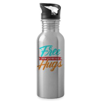 Hug love - Water bottle with straw - silver - Right