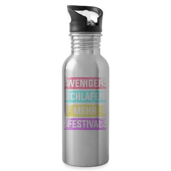 Festival Schlafen Feiern Party Sommer Geschenk - Trinkflasche mit integriertem Trinkhalm - Lightsilver - Rechts