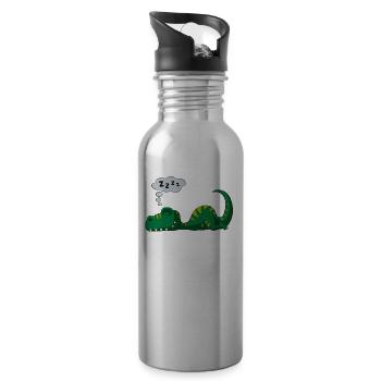 Dinosaur T-Rex Good night baby kids - Water bottle with straw - silver - Right