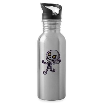 Squelette os mort cadeau halloween enfants - Gourde avec paille intégrée - argent clair - Droite