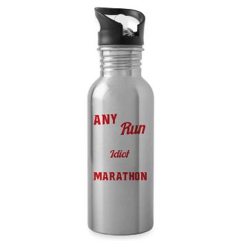 Marathon Runner Marathon Idiot Runner Saying Funny - Water bottle with straw - silver - Right