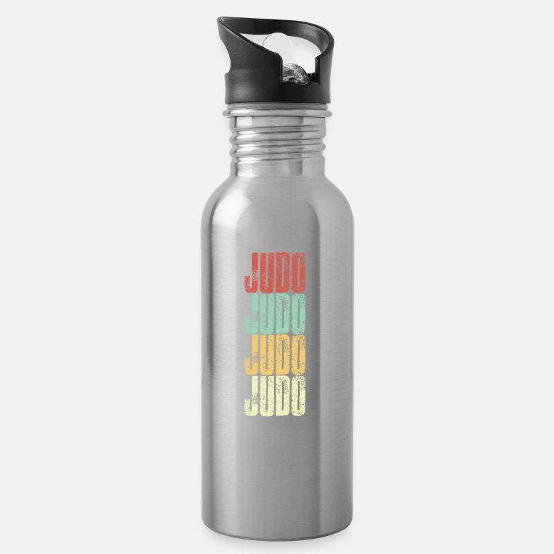 Judo Vintage - Trinkflasche mit integriertem Trinkhalm - Lightsilver