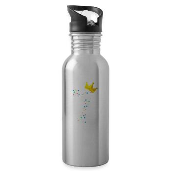 Seven seventh birthday crown children's birthday - Water bottle with straw - silver - Right