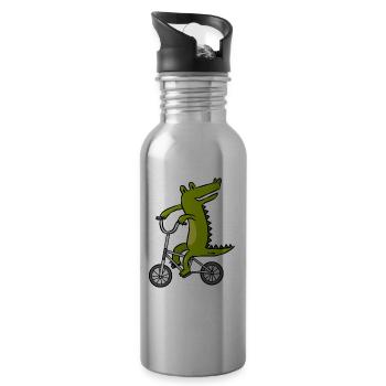 Vélo enfants crocodile alligator reptile - Gourde avec paille intégrée - argent clair - Droite