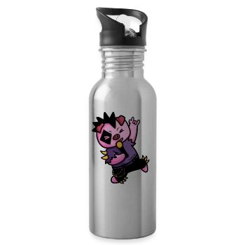 Pig Heavy Metal Music Microphone Kids Gift - Water bottle with straw - silver - Right