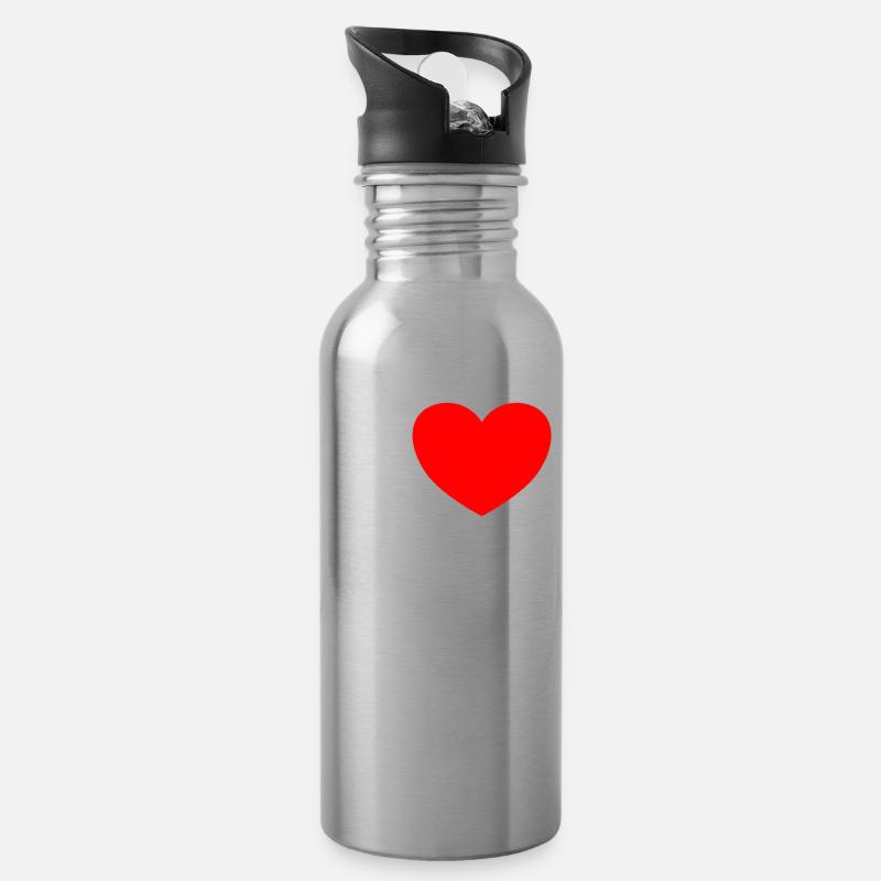 I love hate - Water bottle with straw - silver