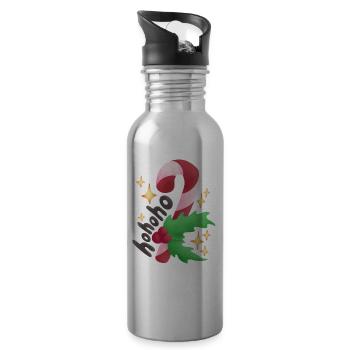 Weihnachten Zuckerstange Süßes Kinder Geschenk - Trinkflasche mit integriertem Trinkhalm - Lightsilver - Rechts