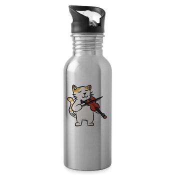 Cadeau pour enfants instrument de musique violon chat - Gourde avec paille intégrée - argent clair - Droite