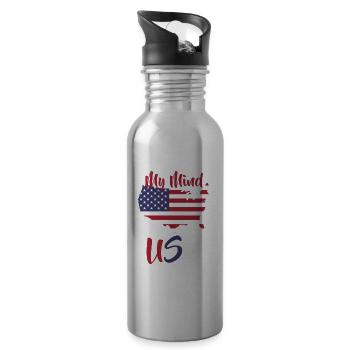 USA Reise - Trinkflasche mit integriertem Trinkhalm - Lightsilver - Rechts