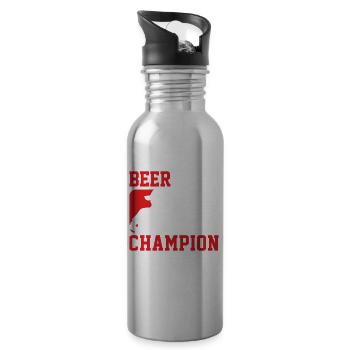 Beer Pong champion de bière pong alcool jeu de boisson - Gourde avec paille intégrée - argent clair - Droite