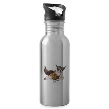 Neko Girl Kawaii - Water bottle with straw - silver - Right