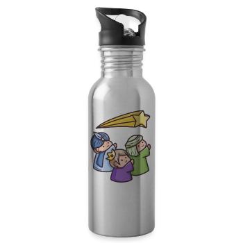 Heilige drei Könige Morgenland Weihnacht Geschenk - Trinkflasche mit integriertem Trinkhalm - Lightsilver - Rechts