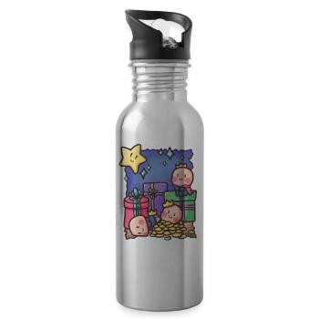 Holy three kings morning land Christmas gift - Water bottle with straw - silver - Right