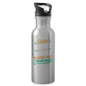 Chocolate climate protection - Water bottle with straw - silver - Right