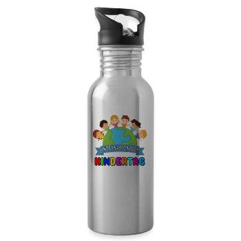 International Kindertag Kinder Kind Welt Frieden - Trinkflasche mit integriertem Trinkhalm - Lightsilver - Rechts