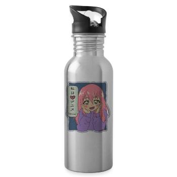 I Love Anime Japan Cartoon Movie Series Gift - Water bottle with straw - silver - Right