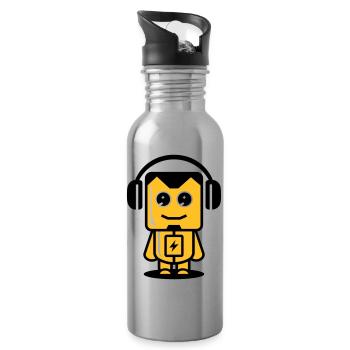 Funny Robot 03 - Water bottle with straw - silver - Right