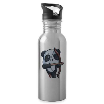 Panda Archery Disability Denture Gift - Water bottle with straw - silver - Right