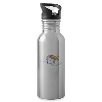 Petite licorne - Gourde avec paille intégrée - argent clair - Droite