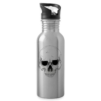 skull skull - Water bottle with straw - silver - Right