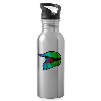 motocross rainbow - Water bottle with straw - silver - Right