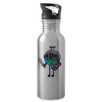 Ritter Save The Earth Natur Umwelt Kinder Geschenk - Trinkflasche mit integriertem Trinkhalm - Lightsilver - Rechts