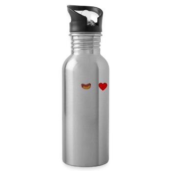 Hotdog Wurst Würstchen Fast Food Senf Geschenk - Trinkflasche mit integriertem Trinkhalm - Lightsilver - Rechts