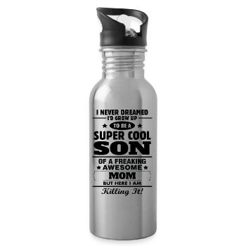 Super Cool Son Of A Freaking Awesome Mom - Water bottle with straw - silver - Right