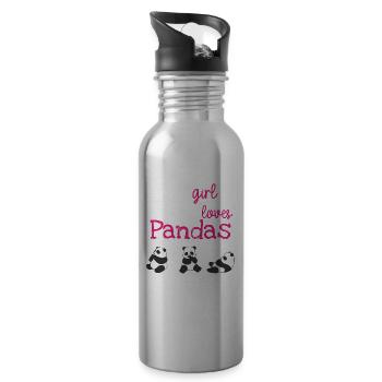 Panda Love Panda Pandas Panda Lover Panda Bear - Water bottle with straw - silver - Right