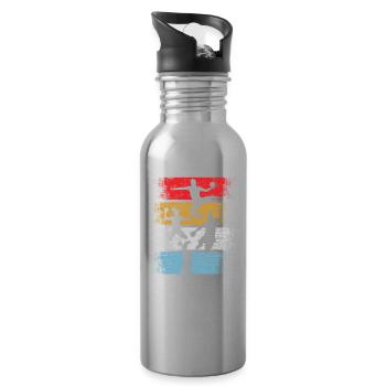 Handball Torwart Spieler Retro Geschenk - Trinkflasche mit integriertem Trinkhalm - Lightsilver - Rechts